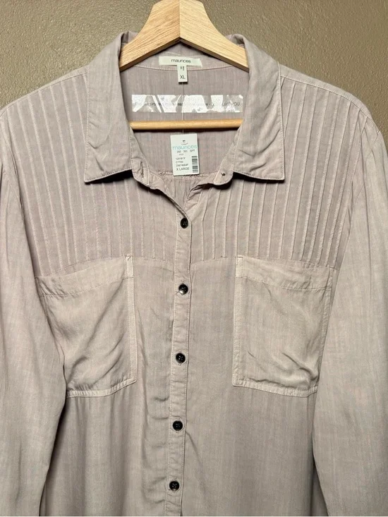 Maurice's Utility Relaxed Button Down Shirt Dusty Pink Women's Size XL Feminine - Picture 2 of 13